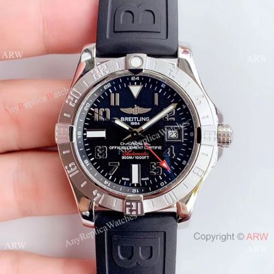 (GF) Replica Breitling Avenger II GMT SS Black Arabic Dial Watch - 2019 New